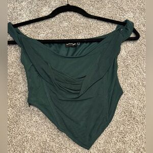 Dark Green Off the Shoulder Corset Style Crop